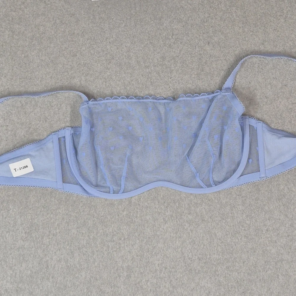 PINK Victoria's Secret Women Bra XL Blue Spotted Bralette Unlined Underwired